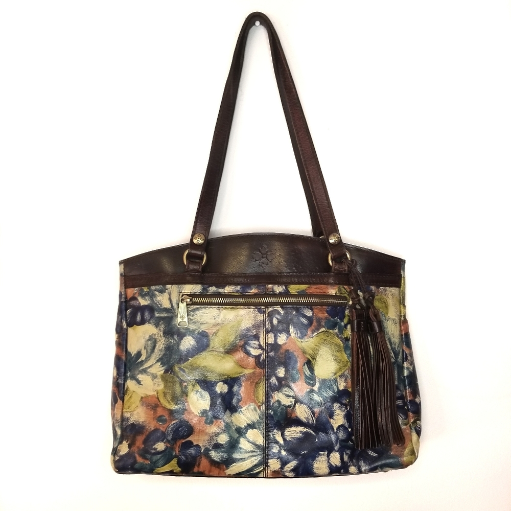#8 Patricia Nash Poppy Tote blue Clay Floral Handbag Purse